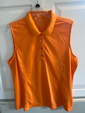 Sleeveless Collared Golf Polo Top - Orange